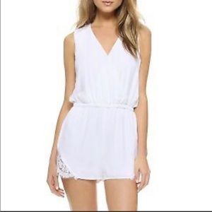 Cupcakes& Cashmere - White lace trim V neck romper -Small